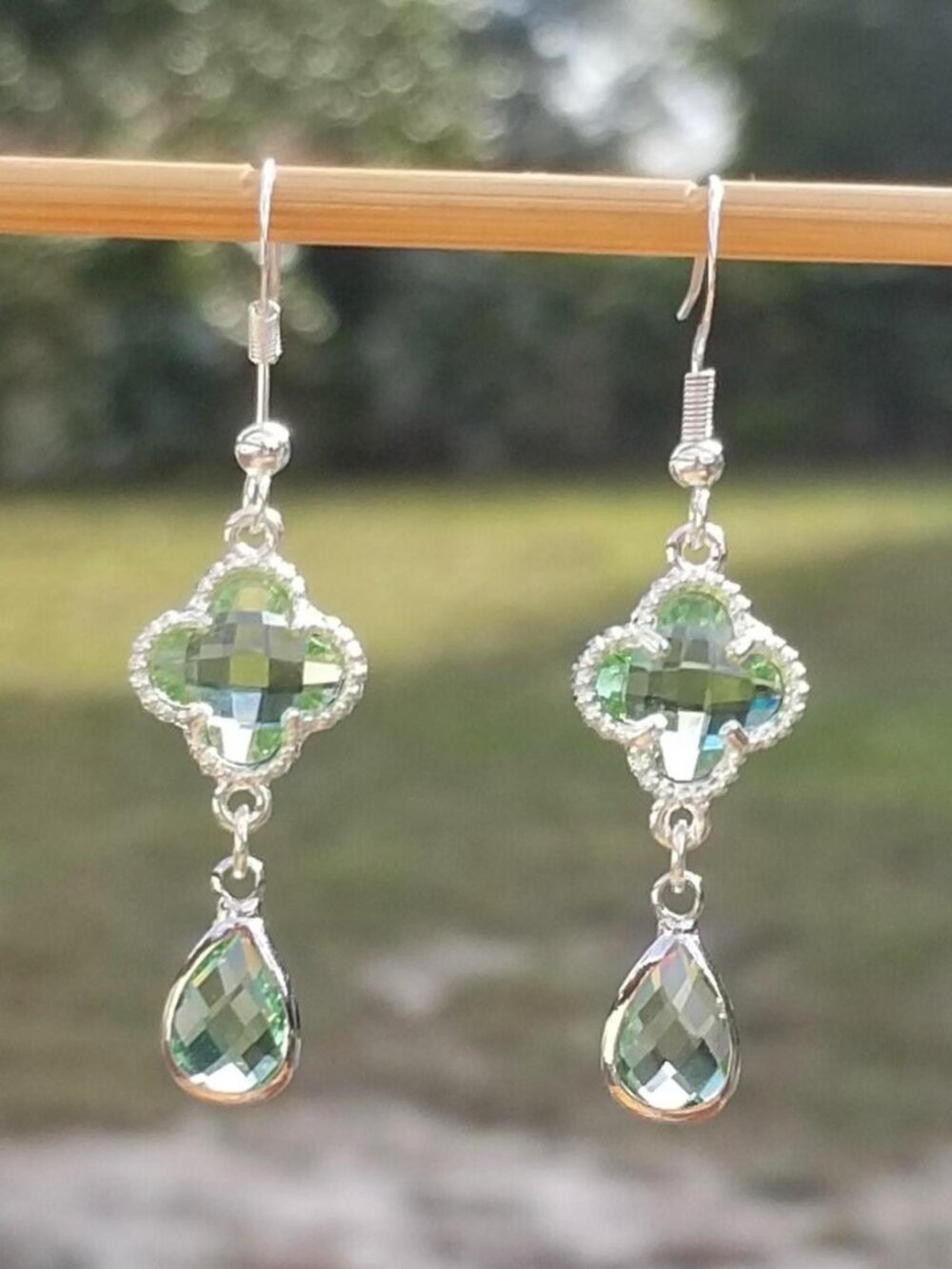 Sterling Silver Peridot Teardrop Dangle Earrings, Peridot Jewelry